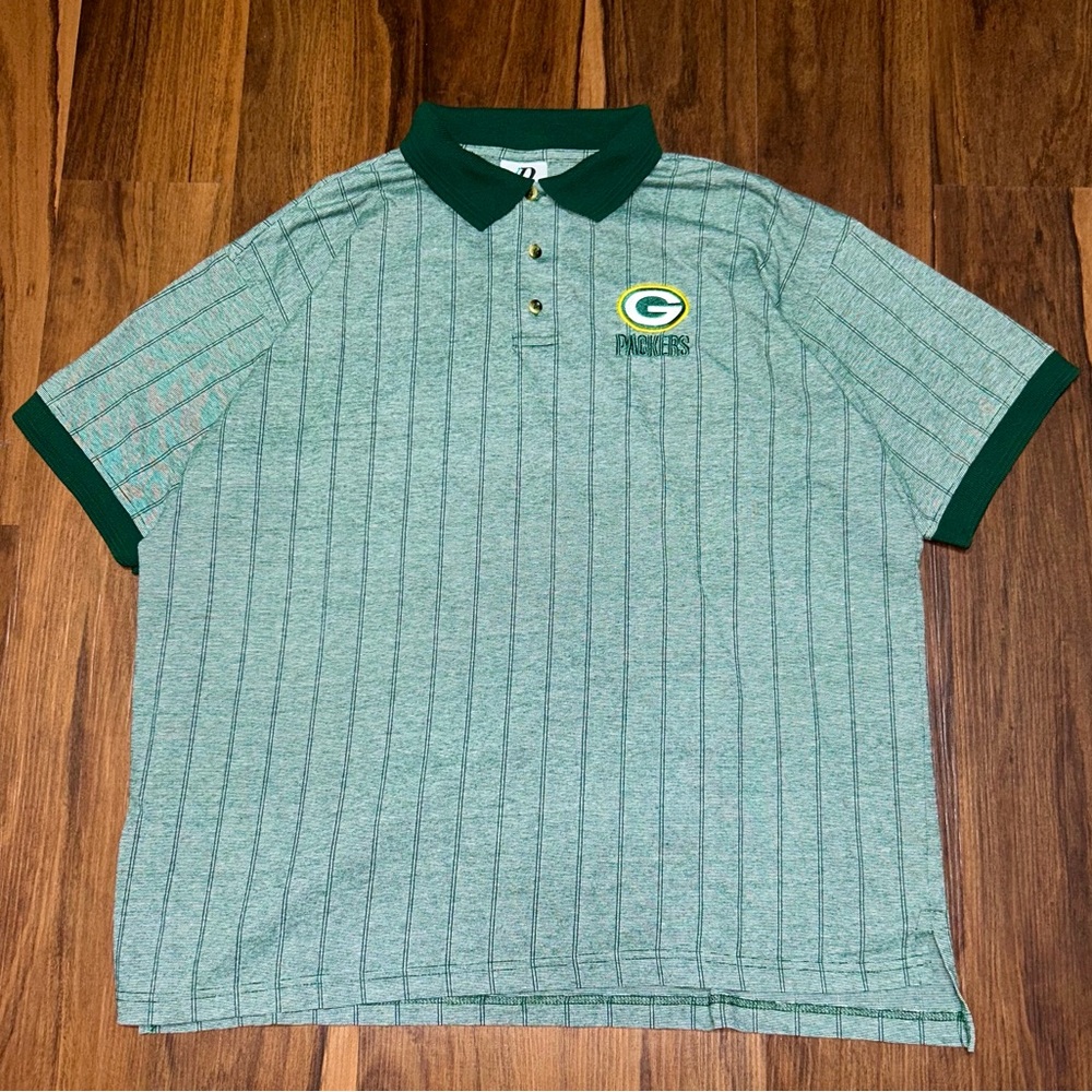 Vintage Green Bay Packers Dynasty Polo Shirt Size XL Men’s Green Stripes NFL Fan
